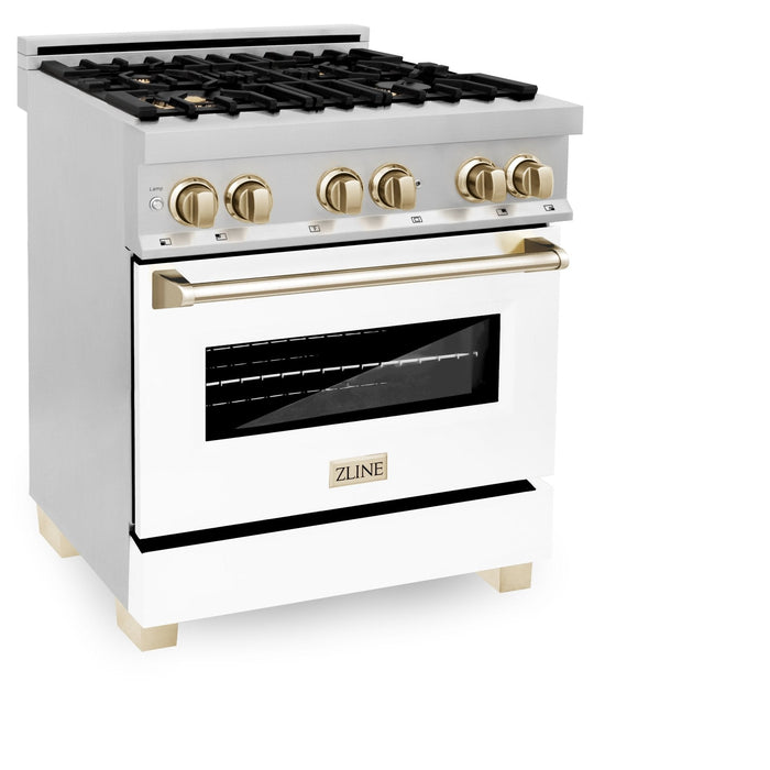 ZLINE 30"Autograph, Dual Fuel Range, Stainless, Gold Accents, RAZ-WM-30-G