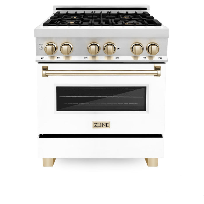 ZLINE 30"Autograph, Dual Fuel Range, Stainless, Gold Accents, RAZ-WM-30-G