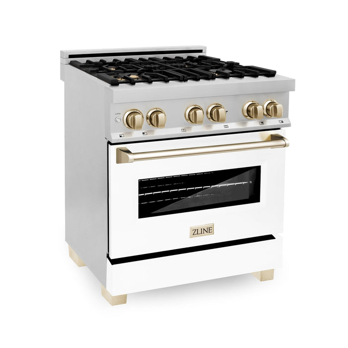 ZLINE 30"Autograph, Dual Fuel Range, Stainless, Gold Accents, RAZ-WM-30-G