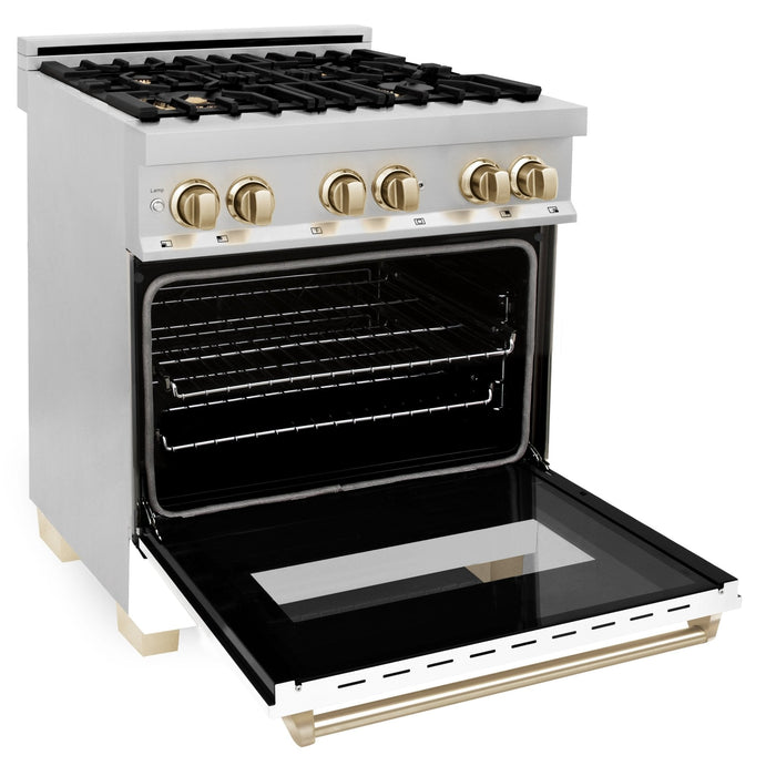 ZLINE 30"Autograph, Dual Fuel Range, Stainless, Gold Accents, RAZ-WM-30-G