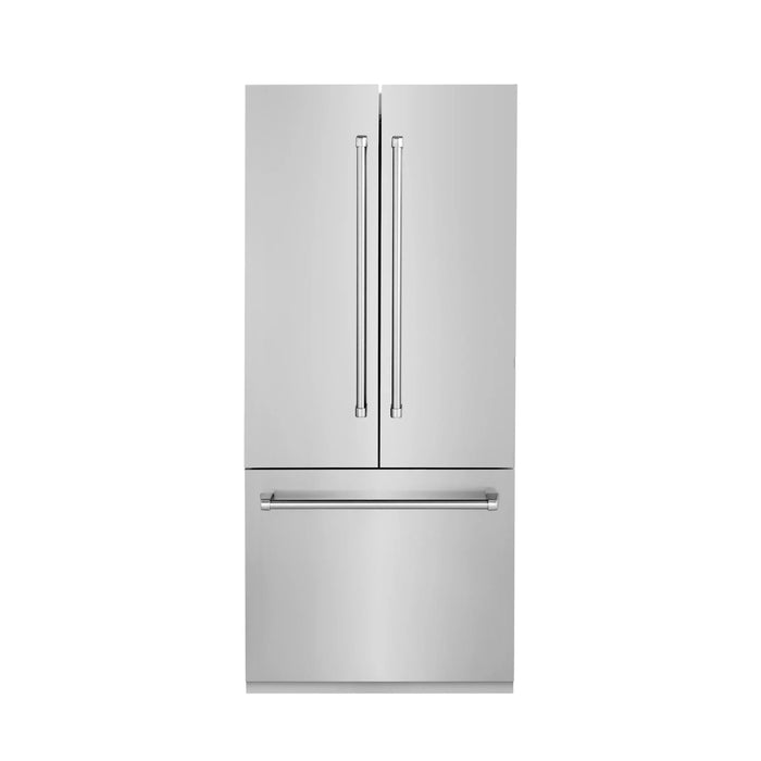 ZLINE 36" 19.6 cu. ft. Built-In 3-Door French Door Refrigerator with Internal Water and Ice Dispenser in Stainless Steel RBIV-304-36