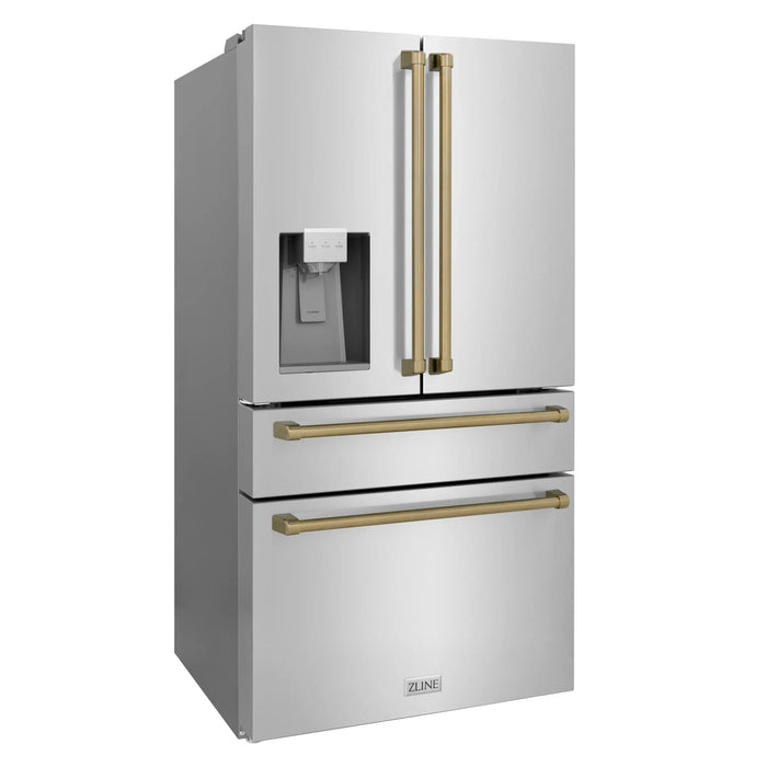 ZLINE 36" Autograph 21.6 cu. ft French Door Refrigerator with Ice Maker in Fingerprint Resistant Stainless Steel RFMZ-W-36-CB