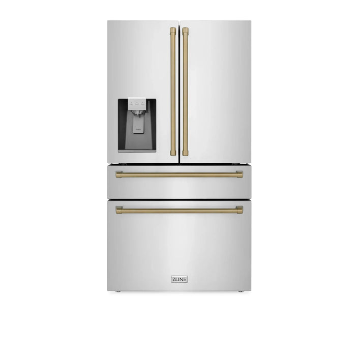 ZLINE 36" Autograph 21.6 cu. ft French Door Refrigerator with Ice Maker in Fingerprint Resistant Stainless Steel RFMZ-W-36-CB