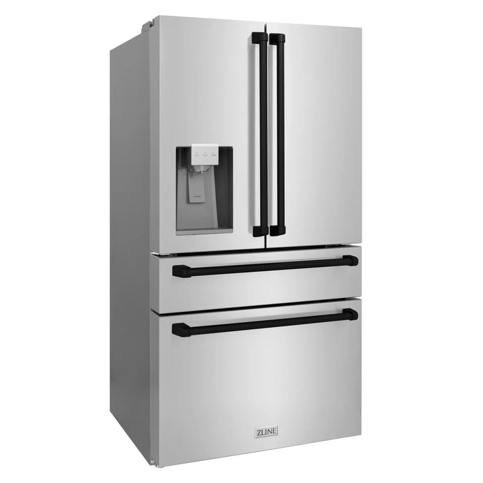 ZLINE 36" Autograph 21.6 cu. ft French Door Refrigerator with Ice Maker in Fingerprint Resistant Stainless Steel RFMZ-W-36-MB