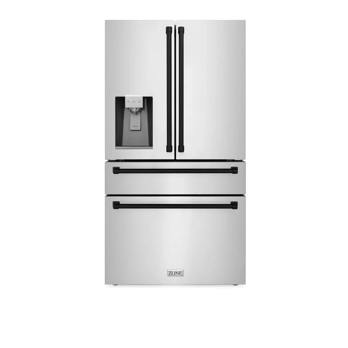 ZLINE 36" Autograph 21.6 cu. ft French Door Refrigerator with Ice Maker in Fingerprint Resistant Stainless Steel RFMZ-W-36-MB