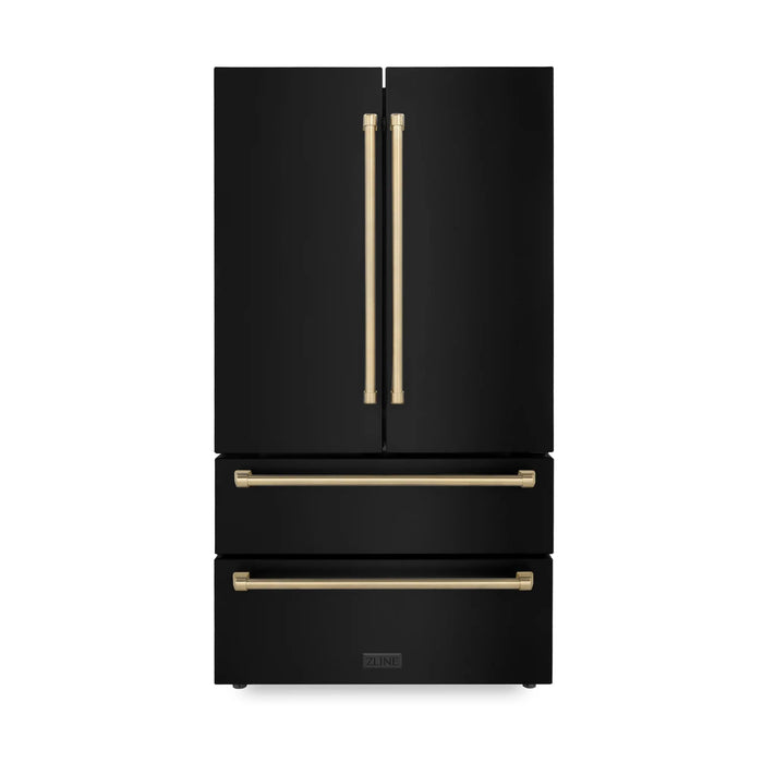 ZLINE 36" Autograph 22.5 cu. ft French Door Refrigerator with Ice Maker in  Black Stainless Steel RFMZ-36-BS-CB