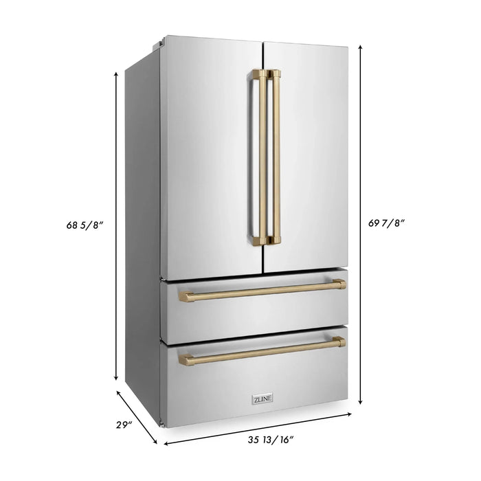 ZLINE 36" Autograph 22.5 cu. ft French Door Refrigerator with Ice Maker in Fingerprint Resistant Stainless Steel RFMZ-36-CB