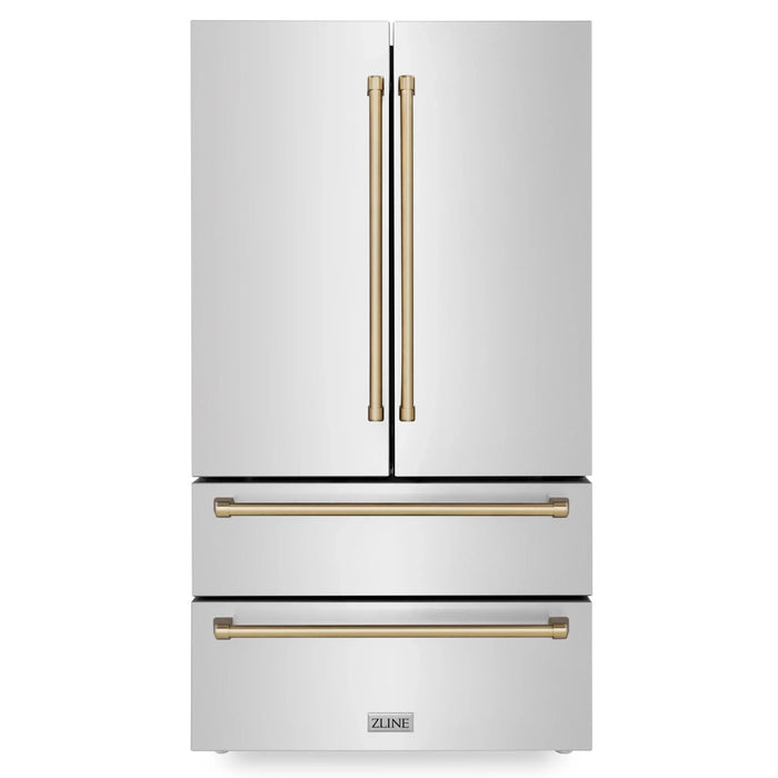 ZLINE 36" Autograph 22.5 cu. ft French Door Refrigerator with Ice Maker in Fingerprint Resistant Stainless Steel RFMZ-36-CB