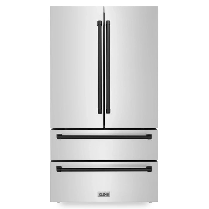 ZLINE 36" Autograph 22.5 cu. ft French Door Refrigerator with Ice Maker in Fingerprint Resistant Stainless Steel RFMZ-36-MB