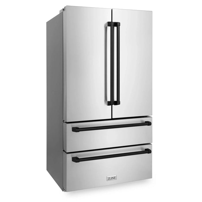 ZLINE 36" Autograph 22.5 cu. ft French Door Refrigerator with Ice Maker in Fingerprint Resistant Stainless Steel RFMZ-36-MB