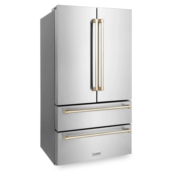 ZLINE 36" Autograph 22.5 cu. ft French Door Refrigerator with Ice Maker  Stainless Steel RFMZ-36-G