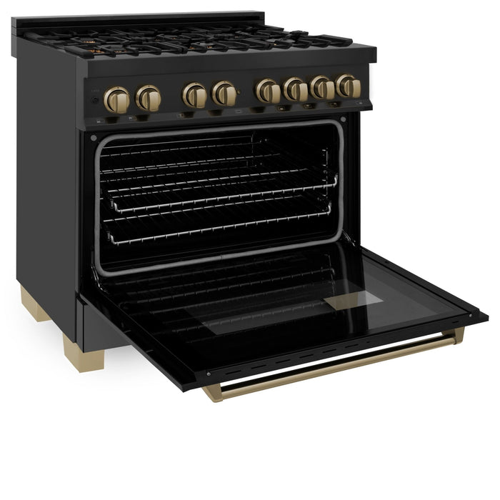 ZLINE 36" Autograph Dual Fuel Range, Black Stainless, RABZ-36-CB