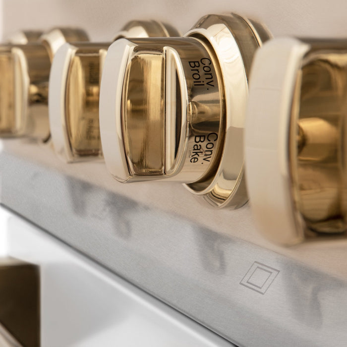 ZLINE 36" Autograph Dual Fuel Range, DuraSnow, White door, RASZ-WM-36-CB