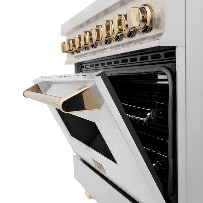 ZLINE 36" Autograph Dual Fuel Range, DuraSnow,Champagne, RASZ-SN-36-CB