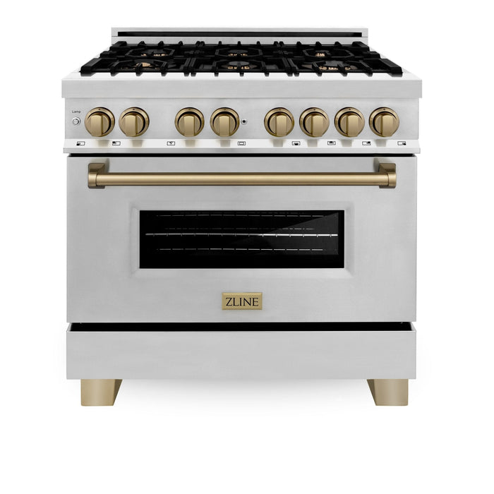ZLINE 36" Autograph Dual Fuel Range, Stainless Steel, RAZ-36-CB