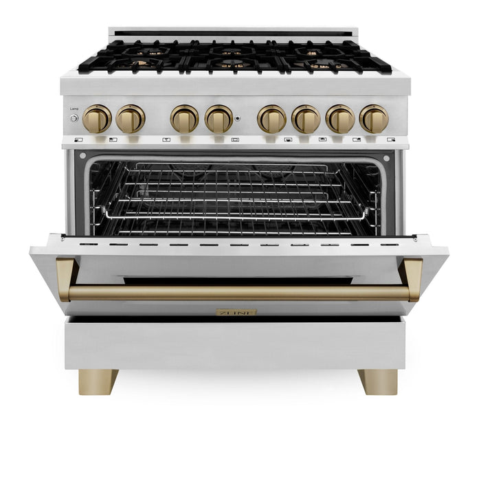 ZLINE 36" Autograph Dual Fuel Range, Stainless Steel, RAZ-36-CB