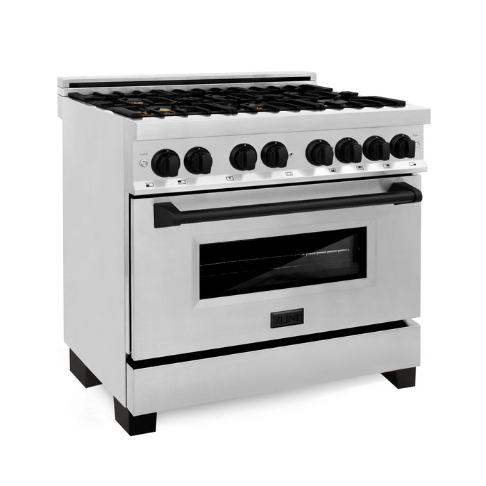 ZLINE 36" Autograph Dual Fuel Range, Stainless Steel, RAZ-36-MB