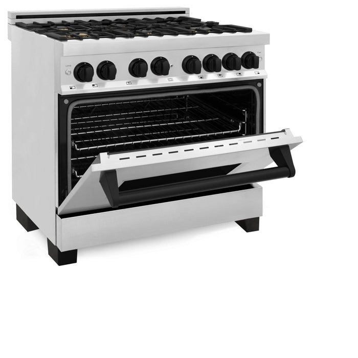 ZLINE 36" Autograph Dual Fuel Range, Stainless Steel, RAZ-36-MB