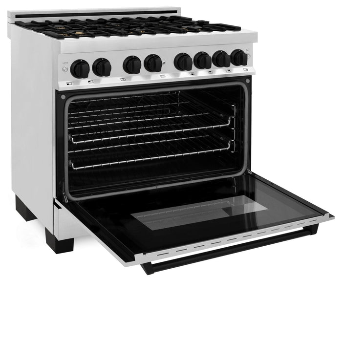 ZLINE 36" Autograph Dual Fuel Range, Stainless Steel, RAZ-36-MB