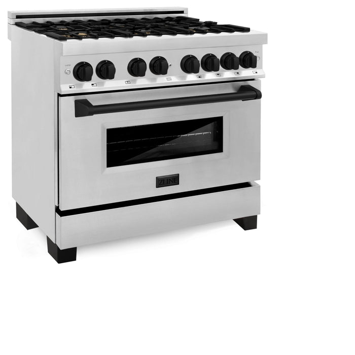 ZLINE 36" Autograph Dual Fuel Range, Stainless Steel, RAZ-36-MB