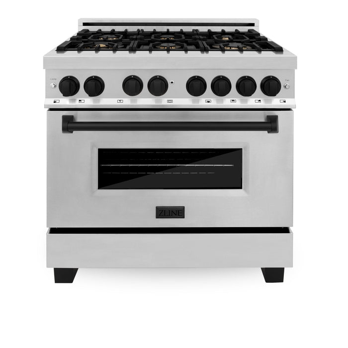 ZLINE 36" Autograph Dual Fuel Range, Stainless Steel, RAZ-36-MB