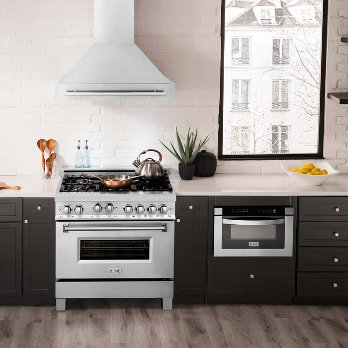 ZLINE 36" Autograph DuraSnow Stainless Steel Wall Range Hood 8654SNX-36