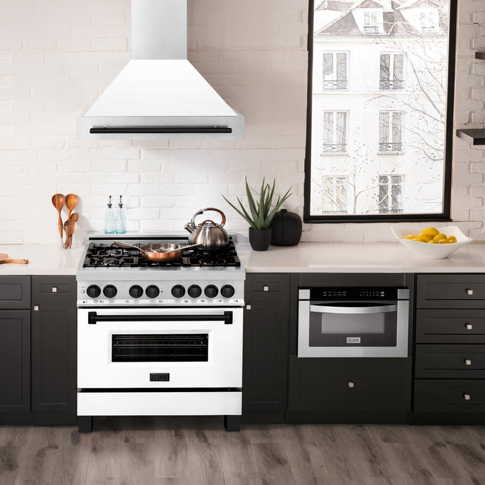 ZLINE 36" Autograph DuraSnow White Range Hood 8654SNZ-WM36-MB