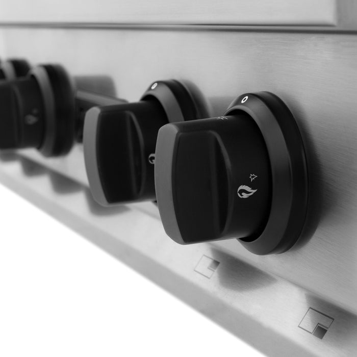 ZLINE 36" Autograph Porcelain Rangetop, Stainless,MatteBlack,RTZ-36-MB