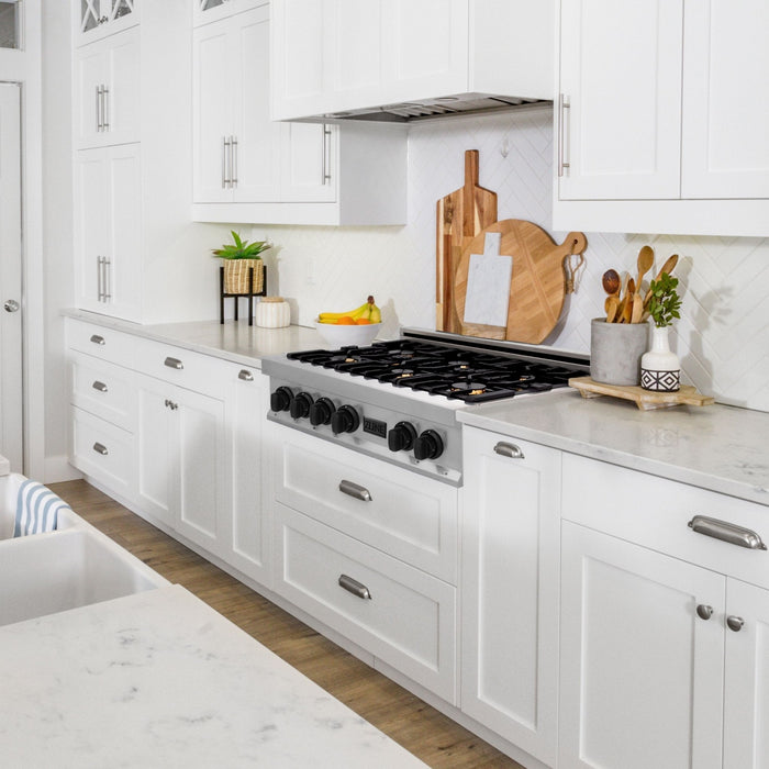 ZLINE 36" Autograph Porcelain Rangetop, Stainless,MatteBlack,RTZ-36-MB