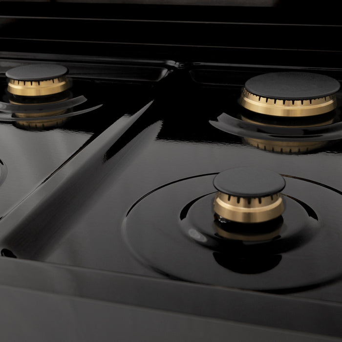 ZLINE 36" Autograph Rangetop, Black Stainless, Gold Accents, RTBZ-36-G