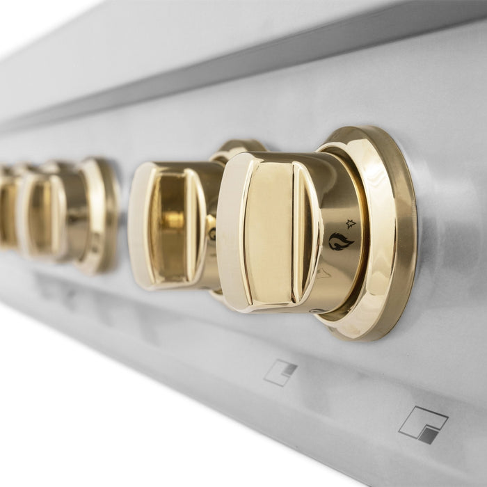 ZLINE 36" Autograph Rangetop, Stainless Steel, Gold Accents, RTZ-36-G