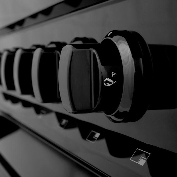 ZLINE 36" Black Stainless, Gas Burner/Electric Oven, Brass Burners, RAB-BR-36