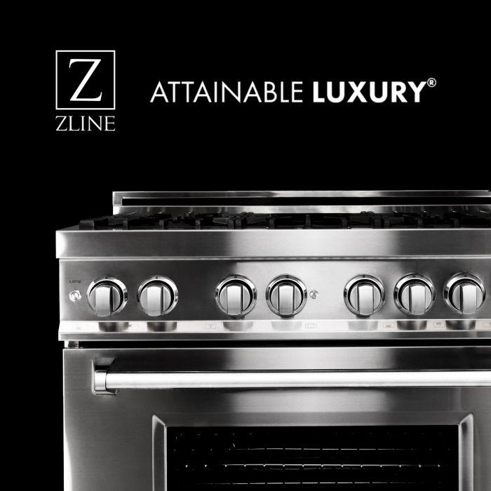 ZLINE 36" Black Stainless, Gas Burner/Electric Oven, Brass Burners, RAB-BR-36