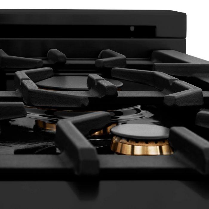 ZLINE 36" Black Stainless, Gas Burner/Electric Oven, Brass Burners, RAB-BR-36