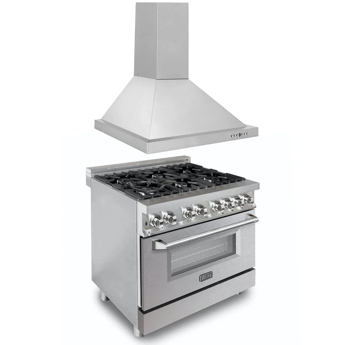 ZLINE 36" Bundle Range RA-SN-36 & Range Hood KB-36, 2KP-RASNRH36
