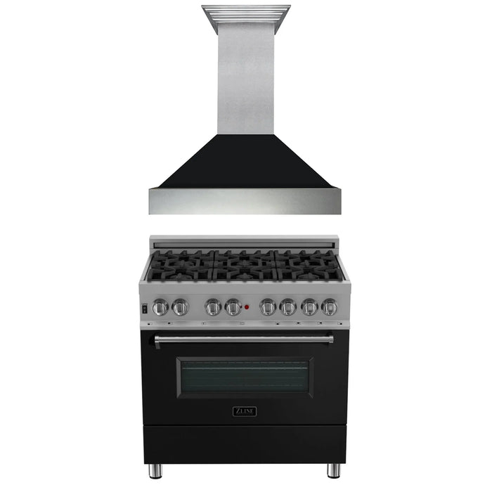 ZLINE 36" Bundle Range RAS-BLM-36 & Range Hood 8654BLM-36, 2KP-RASBLMRH36