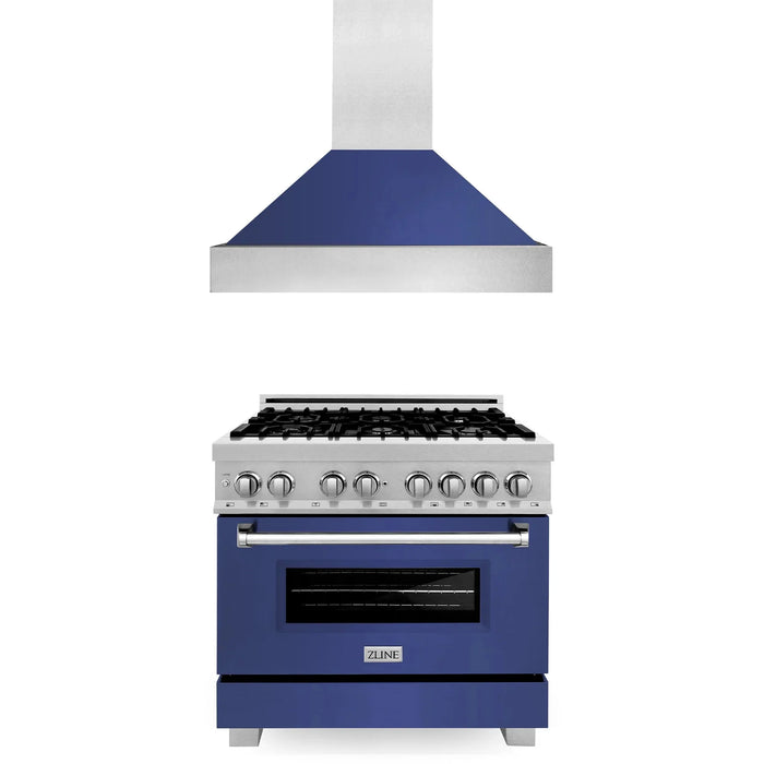 ZLINE 36" Bundle Range RAS-BM-36 & Range Hood 8654BM-36, 2KP-RASBMRH36