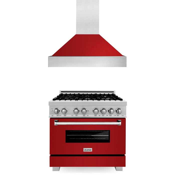 ZLINE 36" Bundle Range RAS-RG-36 & Range Hood 8654RG-36, 2KP-RASRGRH36