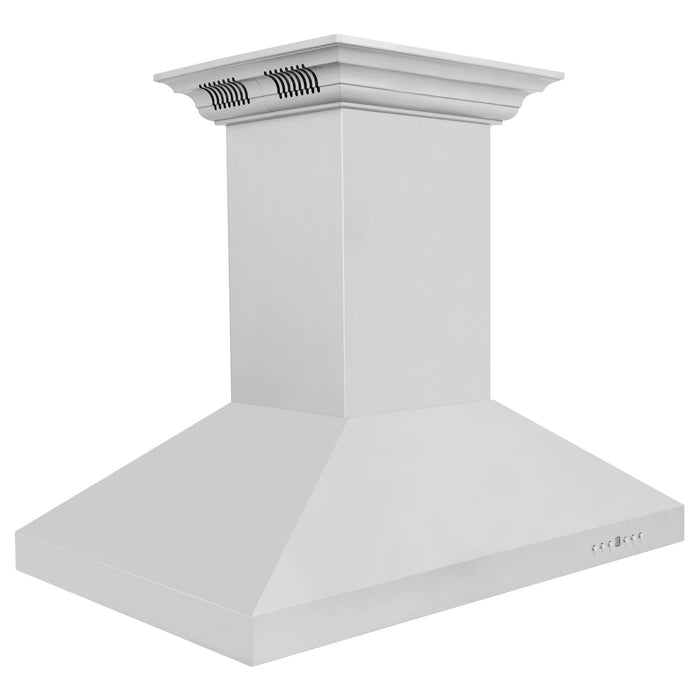 ZLINE 36" CrownSound‚ Ducted Vent Island Mount Range Hood in Stainless Steel, Built-in Bluetooth Speakers, KL3iCRN-BT-36