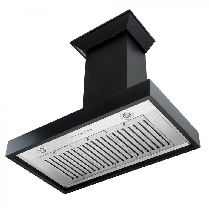 ZLINE 36" Designer Series Wooden Wall Range Hood in Black, KBCC-36