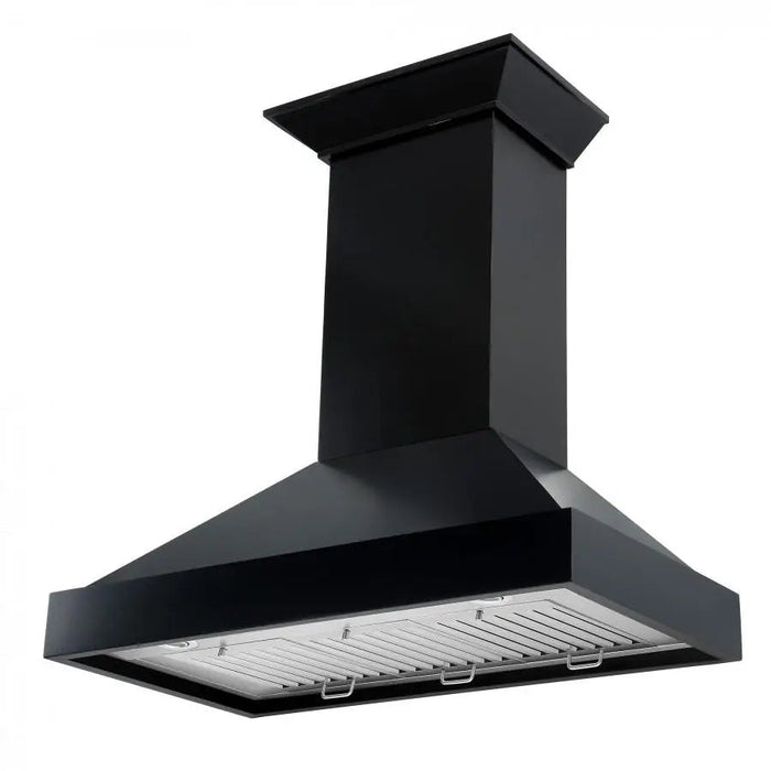 ZLINE 36" Designer Series Wooden Wall Range Hood in Black, KBCC-36