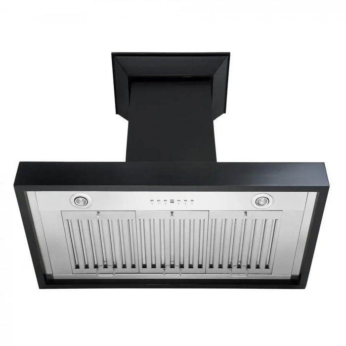 ZLINE 36" Designer Series Wooden Wall Range Hood in Black, KBCC-36