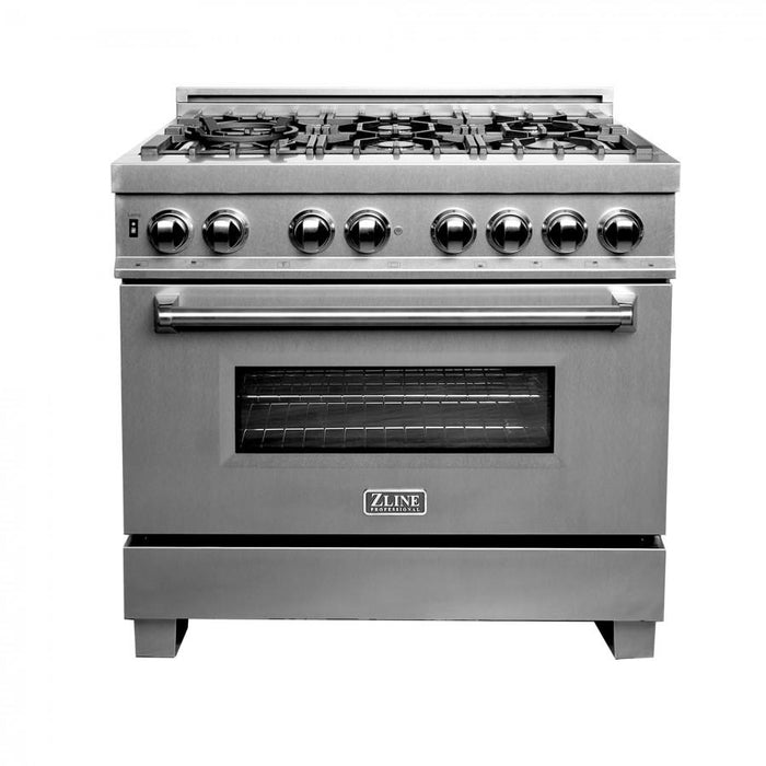 ZLINE 36" Dual Fuel Range, Snow Stainless, Snow Stainless Door, RAS-SN-36