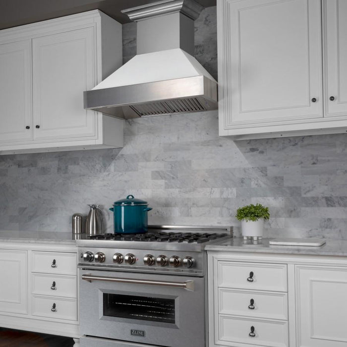 ZLINE 36" Dual Fuel Range, Snow Stainless, Snow Stainless Door, RAS-SN-36