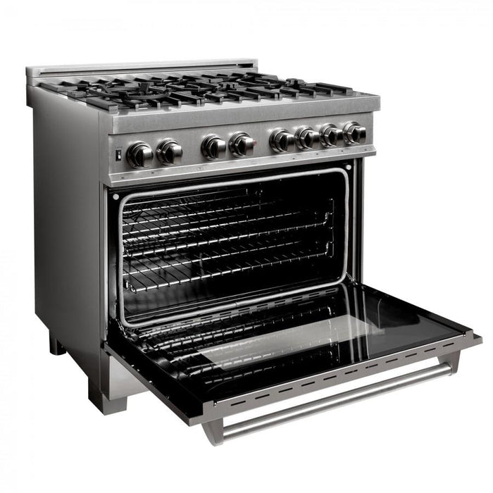 ZLINE 36" Dual Fuel Range, Snow Stainless, Snow Stainless Door, RAS-SN-36