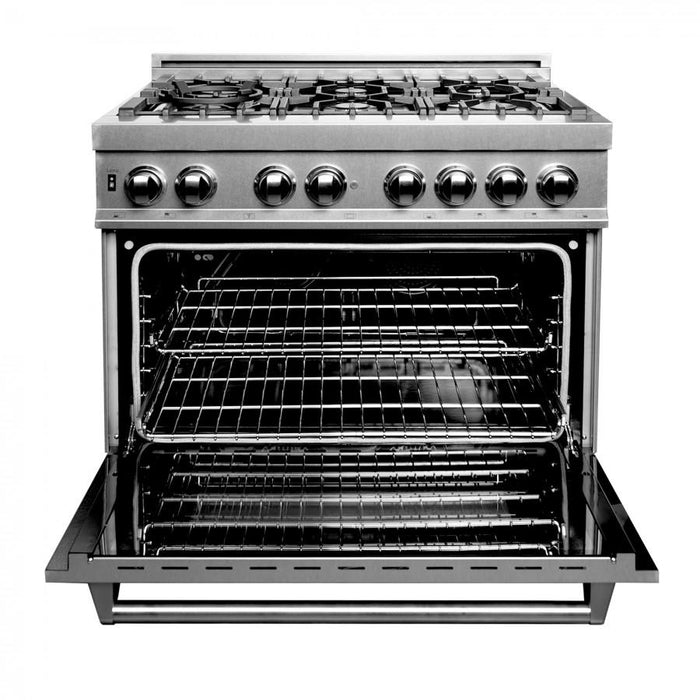 ZLINE 36" Dual Fuel Range, Snow Stainless, Snow Stainless Door, RAS-SN-36