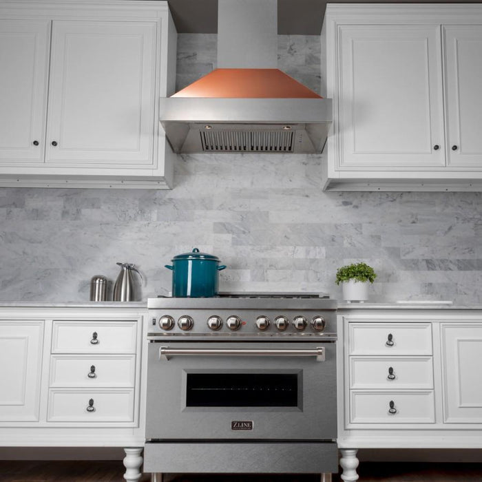 ZLINE 36" DuraSnow® Stainless Steel Range Hood with Copper Shell, 8654C-36
