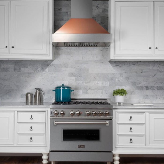 ZLINE 36" DuraSnow® Stainless Steel Range Hood with Copper Shell, 8654C-36