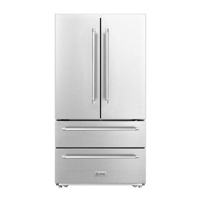 ZLINE 36" French Door Refrigerator with Ice Maker, Stainless Steel, RFM-36