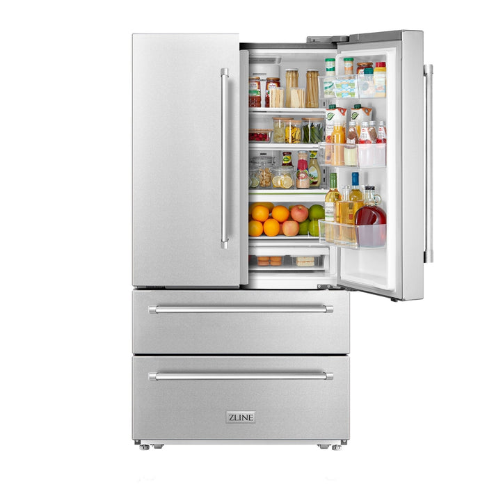 ZLINE 36" French Door Refrigerator with Ice Maker, Stainless Steel, RFM-36